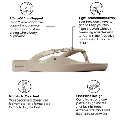 Archies Taupe Crystal Arch Support Thongs